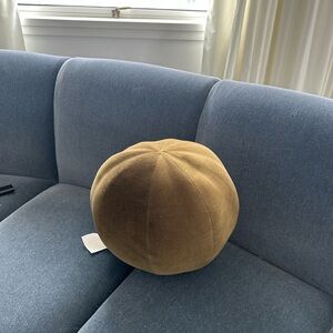 CB2 Terre Olive Green Velvet Sphere Throw Pillow